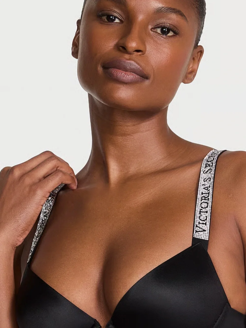 Victoria’s Secret Very Sexy Rhinestone Bra 36DD & Garter Belt M/L Black